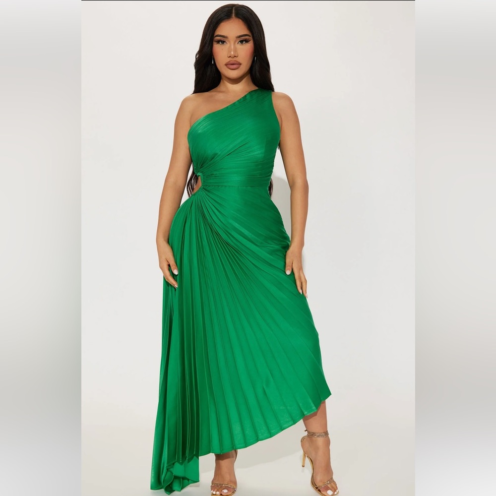 Athena One Shoulder Maxi Dress - Kelly Green